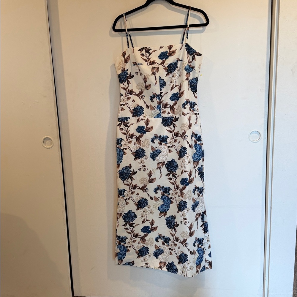 Tory Burch Cream and Blue Floral Backless Dress - Picture 2 of 16